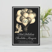 60. Geburtstagsparty Schwarz-weiß Einladung (Stehend Vorderseite)