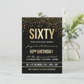 60. Geburtstagsparty | Shimmering Gold Confetti Einladung (Stehend Vorderseite)