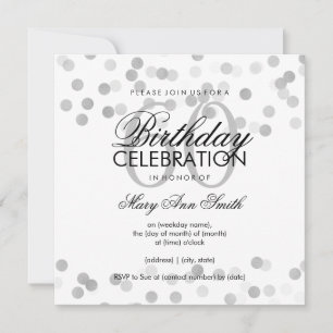 60. Geburtstagsparty Silver Foil Glitzer Lights Einladung
