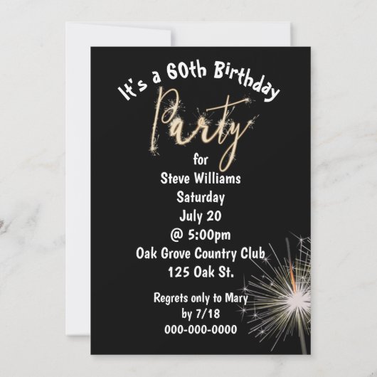 60. Geburtstagsparty Sparkler Einladung (Rückseite)