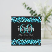 60. Geburtstagsparty Turquoise Hollywood Glam Einladung (Stehend Vorderseite)