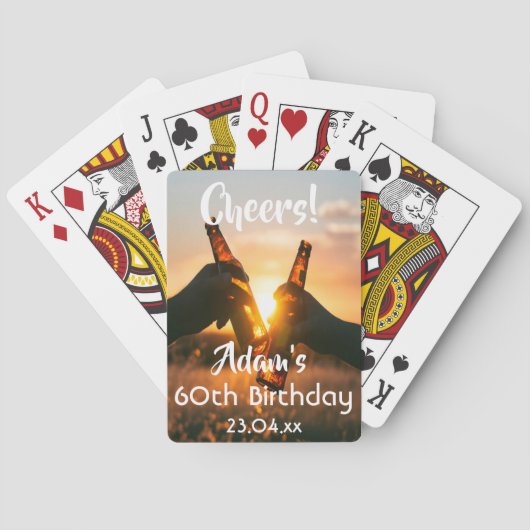 60. Geburtstagsparty Typ Männer jubeln Bier Spielkarten (Rückseite)