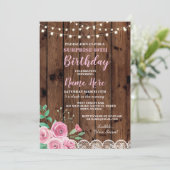 60. Geburtstagsparty Überraschung Blumenrosa Einla Einladung (Stehend Vorderseite)