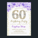 60. Geburtstagsparty - White Gold Lila Einladung<br><div class="desc">60. Geburtstagsparty Einladung Elegantes Design in Imitate Glitzer Gold,  lila und weiß. Stilvolle Blumeneinladung mit Diamanten und Rose. Ideal für eine gläserne Feier. Bitte schreiben Sie mir,  wenn Sie weitere Anpassungen benötigen.</div>