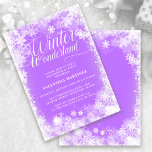 60. Geburtstagsparty Winterwonderland Schneeflocke Einladung<br><div class="desc">Das elegante Winterwunderland lädt zum 60. Geburtstag ein und bietet eine wunderschöne Kalligraphie inmitten einer üppigen Schneeflocke und Schneebänder. Die Schneeflocken Pop vor dem hübschen lila Hintergrund. Sie können die Hintergrundfarbe in eine beliebige Farbe ändern. Das Winter Wonderland kann nicht geändert werden, aber der Rest des Textes kann bearbeitet werden....</div>