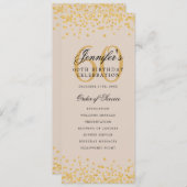 60. Geburtstagsprogramm Gold Confetti Champagne Einladung (Vorne/Hinten)