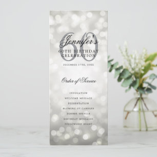 60. Geburtstagsprogramm Silver Bokeh w/ Vielen Dan Einladung