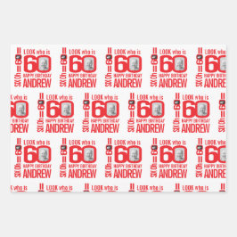 60. Geburtstagsrot aussehen 60 benutzerdefinierter Geschenkpapier Set