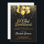 60. Geburtstagsüberraschung Party Gold Black Glitz Einladung<br><div class="desc">Eine elegante Überraschung 60. und sensationelle Überraschung Geburtstagsparty auf einer goldfarbenen Einladung mit goldenen Glitzer und Gold und schwarzen Ballons. Modern und stilvoll mit Kalligraphie-Schrift.</div>