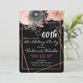 60. Geburtstagsüberraschung Party Pink Roses Einladung (Stehend Vorderseite)