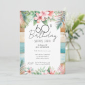 60. Geburtstagsüberraschung Party Tropical Einladung (Stehend Vorderseite)