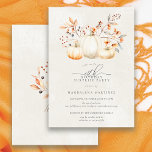 60. Geburtstagsüberraschung Party White Pumpkin Fa Einladung<br><div class="desc">Elegante,  weiße Kürbisse sind in roten,  orangefarbenen und salzgrünen Blätter und Wildblumen eingebettet.</div>