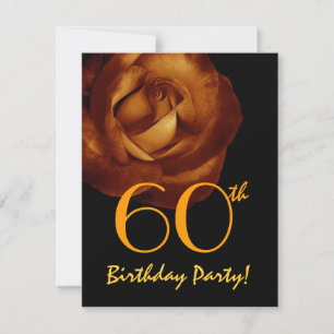 60. Geburtstagsvorlage Gold Rose W428 Einladung