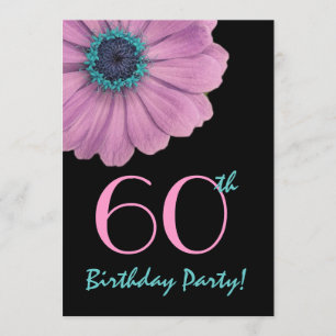 60. Geburtstagsvorlage - Rosa Daisy Einladung