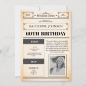 60. Geburtstagszeitungsfoto Einladung (Vorderseite)
