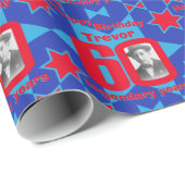 60. Geschenkverpackung des blauen Rotes des Geschenkpapier (Rolleneckpunkt)