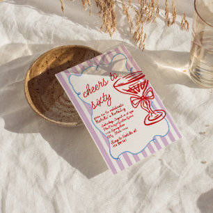 60. Gezeichnet Champagnerglas 60 Geburtstag Einladung