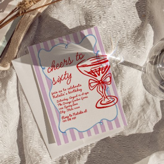 60. Gezeichnet Champagnerglas 60 Geburtstag Einladung