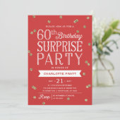 60. Glitzer Confetti Überraschung Party Einladung (Stehend Vorderseite)