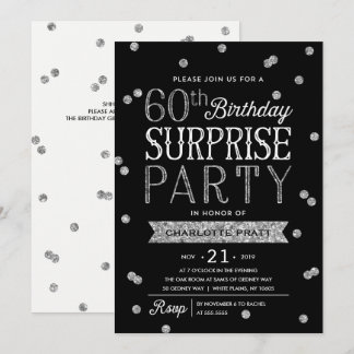 60. Glitzer Confetti Überraschung Party Einladung