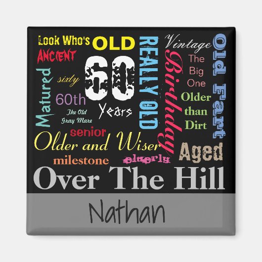 60. Glückwunsch zum Geburtstag im Graffiti-Stil Magnet (Vorne)