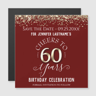 60. Gold Geburtstag Speichern Sie das Date Magnet