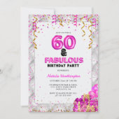 60 Gold Pink 60. Geburtstag Einladung (Vorderseite)