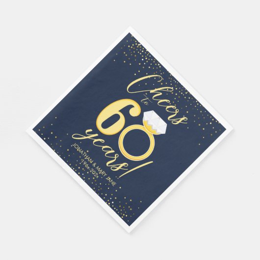 60. Gold Wedding Anniversary Cheers Serviette (Ecke)