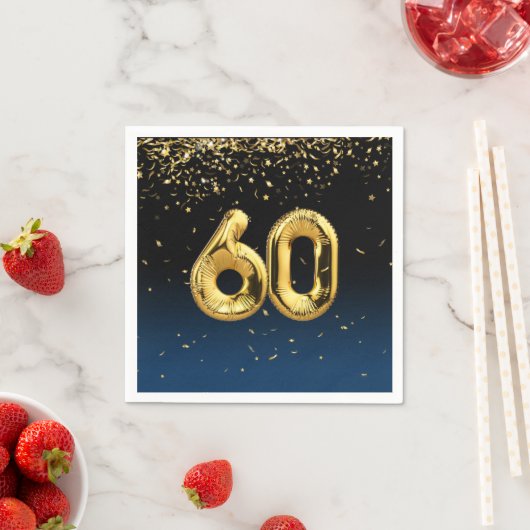 60. Goldballons und Confetti Napkins Serviette (Beispiel)