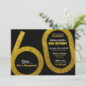 60. Goldener Glitzer - Einladung zum Geburtstag (Stehend Vorderseite)