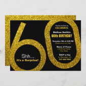 60. Goldener Glitzer - Einladung zum Geburtstag (Vorne/Hinten)