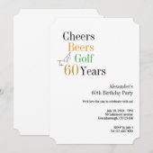 60. Golf Birthday Cheers and Biere Minimal Einladung (Vorne/Hinten)