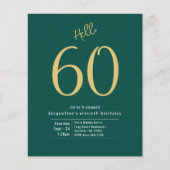 60 Green Gold Budget 60. Geburtstag Einladung Flyer (Vorne)