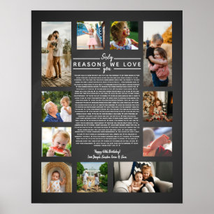 60 Gründe, warum wir dich lieben Geburtstagsgesche Poster