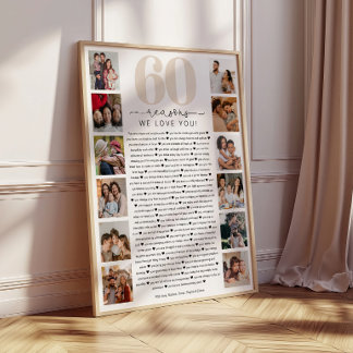 60 Gründe, warum wir dich lieben Geburtstagsgesche Poster
