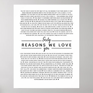 60 Gründe, warum wir Ihnen ein Geburtstagsgeschenk Poster