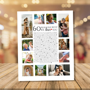60 Gründe, warum wir Ihnen Liebe Foto Collage Gebu Poster