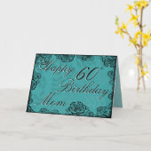 60. Happy Birthday Card - Aquamarin floral Karte (Gelbe Blume)