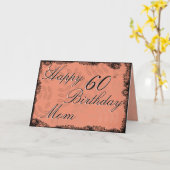60. Happy Birthday Card - Peach floral Karte (Gelbe Blume)