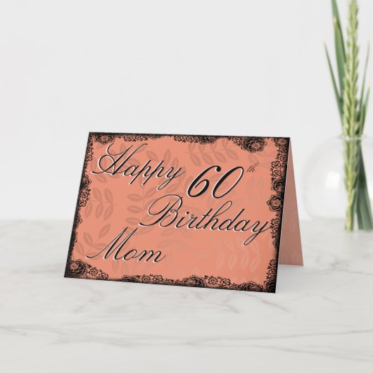 60. Happy Birthday Card - Peach floral Karte (Vorderseite)