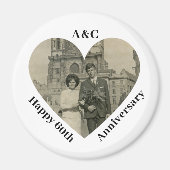 60 Heiratsjahrfeier Couple Keepake Heart Foto Magnet (Vorne)