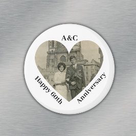 60 Heiratsjahrfeier Couple Keepake Heart Foto Magnet