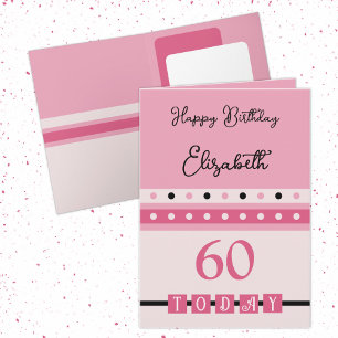 60 heute rosa schwarz 60. Geburtstag Karte