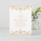 60. Hochzeit Jubiläum Elegant Golden Lace Einladung (Stehend Vorderseite)