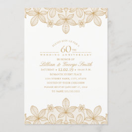60. Hochzeit Jubiläum Elegant Golden Lace Einladung