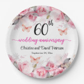 60. Hochzeit Jubiläum Elegante Blush Rose Pappteller (Vorderseite)
