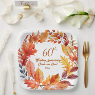 60. Hochzeit Jubiläum Fall Bloralfall Pappteller