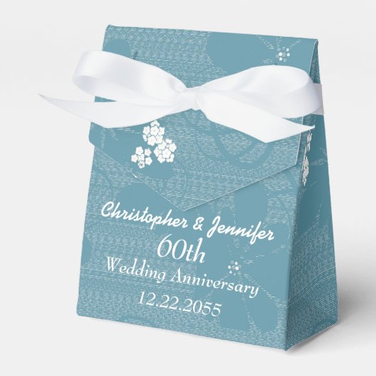 60. Hochzeit Jubiläum Gefälligkeitsbox, Blue Flora Geschenkschachtel (Vorderseite)