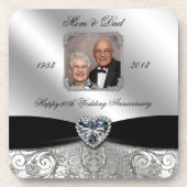 60. Hochzeits-Jahrestags-Foto-Untersetzer Getränkeuntersetzer (Vorderseite)
