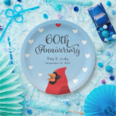 60. Hochzeitsfeier, Kardinal und Herz Pappteller (Party)